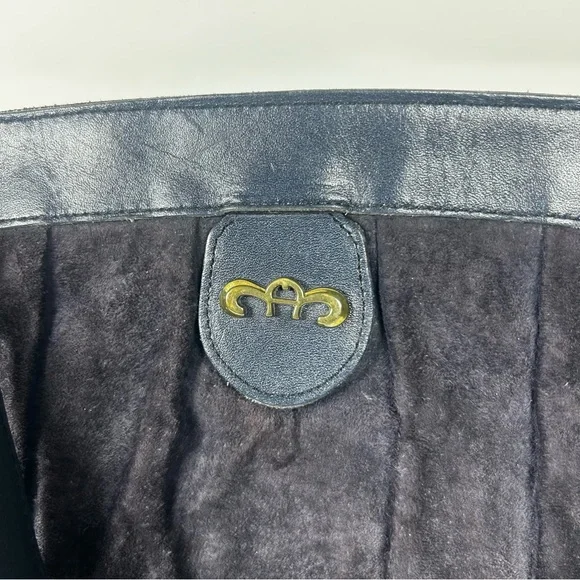Vintage Etienne Aigner Suede And Leather Blue Shoulder Handbag - Picture 5 of 7